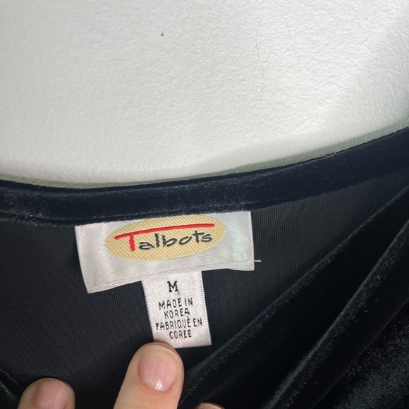 Talbots Velour Velvet Blouse Top Womens Size Medium Black Cowl Neck - Picture 5 of 8